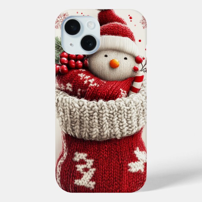 Cozy Knit Snowman Christmas Stocking Case-Mate iPhone Case (Back)