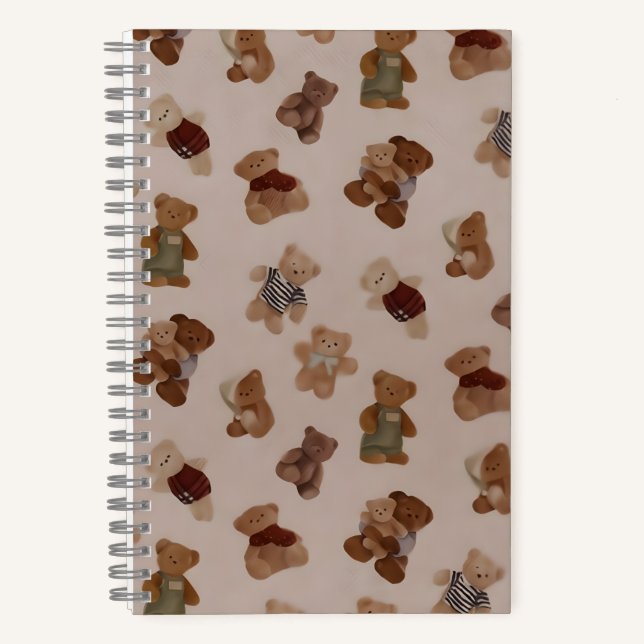 Cozy Knit Teddy Bear Parade Pattern Notebook (Front)