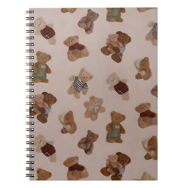 Cozy Knit Teddy Bear Parade Pattern Notebook (Front)