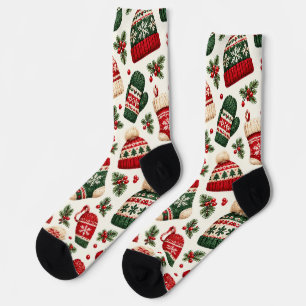 Cozy Knitted Christmas Hats and Mittens Socks