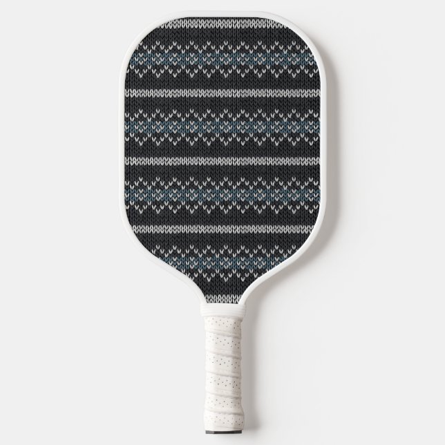 Cozy Knitted Pattern Black and Gray  Carbon Fiber Pickleball Paddle (Front)