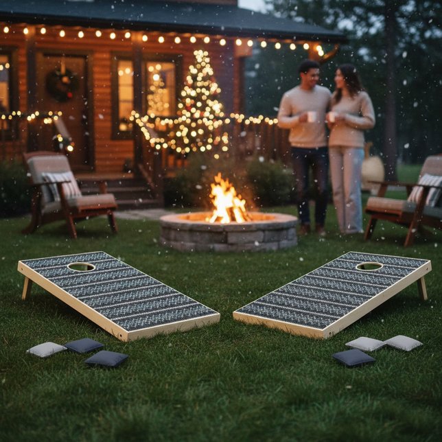 Cozy Knitted Pattern Black and Gray Cornhole Set (Creator Uploaded)