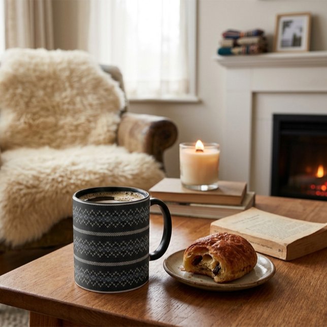 Cozy Knitted Pattern Black and Gray Mug (Creator Uploaded)