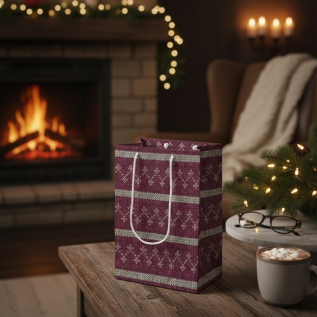 Cozy Knitted Pattern Paper Gift Bag (Creator Uploaded)