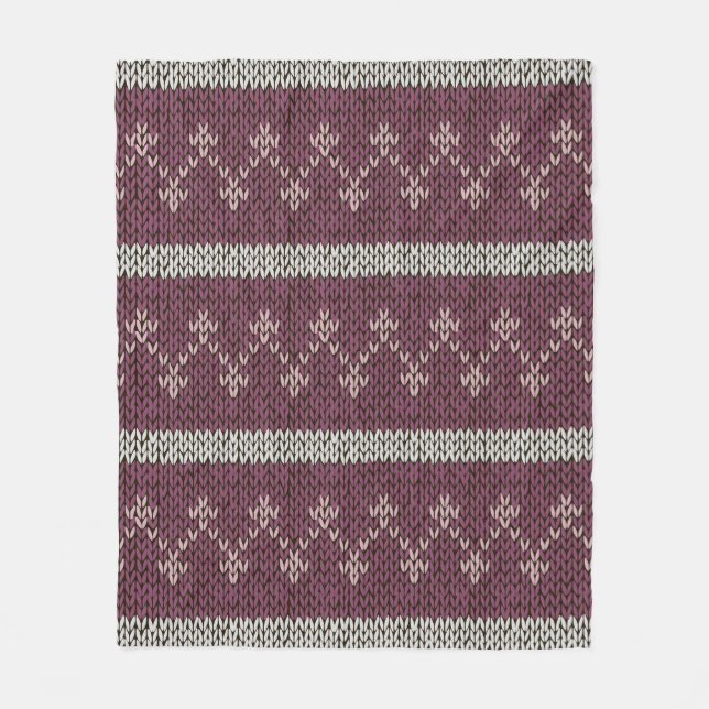 Cozy Knitted Pattern Throw Blanket in Burgundy  (Front)