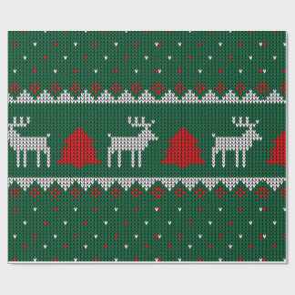 Cozy Knitted Reindeer Christmas Wrapping Wrapping Paper