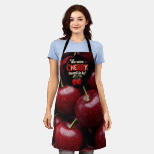 Cozy knitted-style typography and adorable cherry  apron