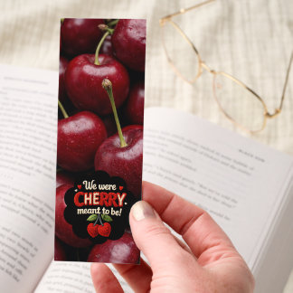 Cozy knitted-style typography and adorable cherry bookmarks