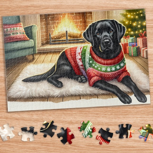 Cozy Labrador Retriever Dog Christmas Puppy  Jigsaw Puzzle (Creator Uploaded)