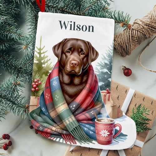 Cozy Labrador Retriever Dog Holiday Chocolate Lab Small Christmas Stocking