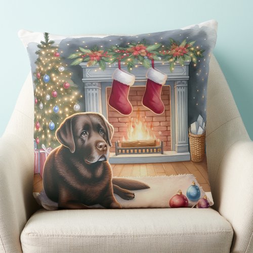 Cozy Labrador Retriever Dog Stylish Christmas Throw Pillow