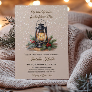 Cozy Lantern Warm Wishes Bridal Shower Invitation