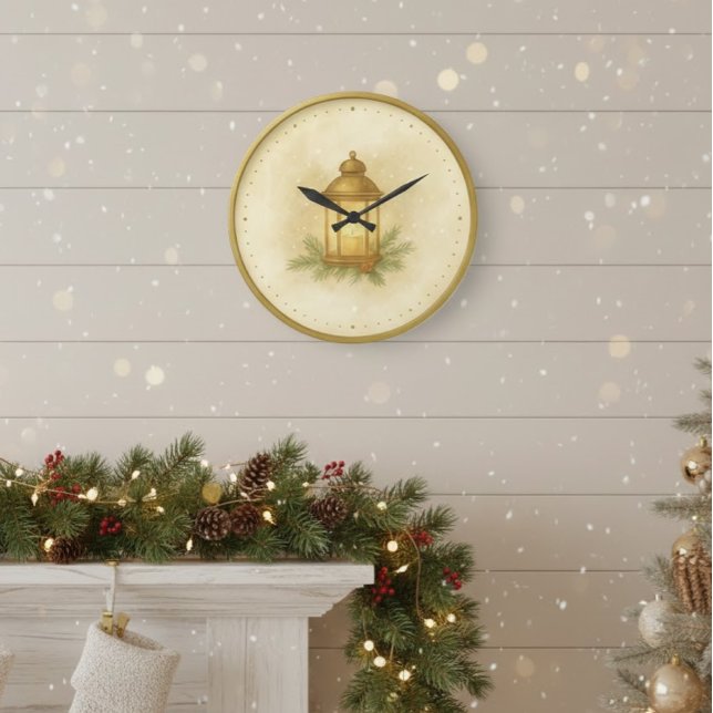 Cozy Lantern Winter Wall Clock – MerryMist Warm Gl (Creator Uploaded)