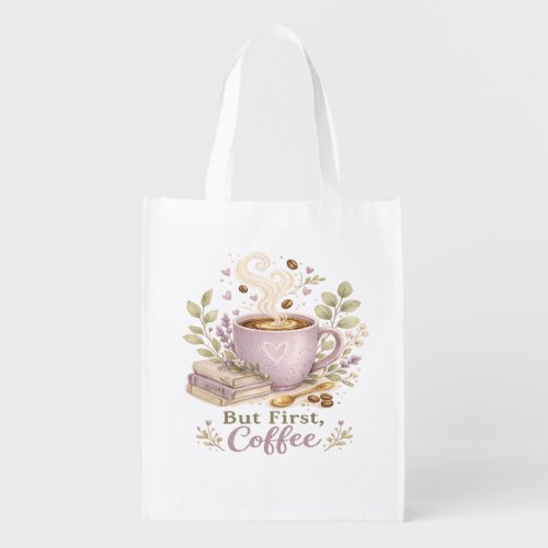 Cozy Lavender Watercolor Coffee Grocery Bag