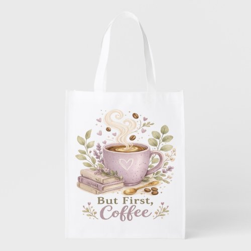 Cozy Lavender Watercolor Coffee Grocery Bag