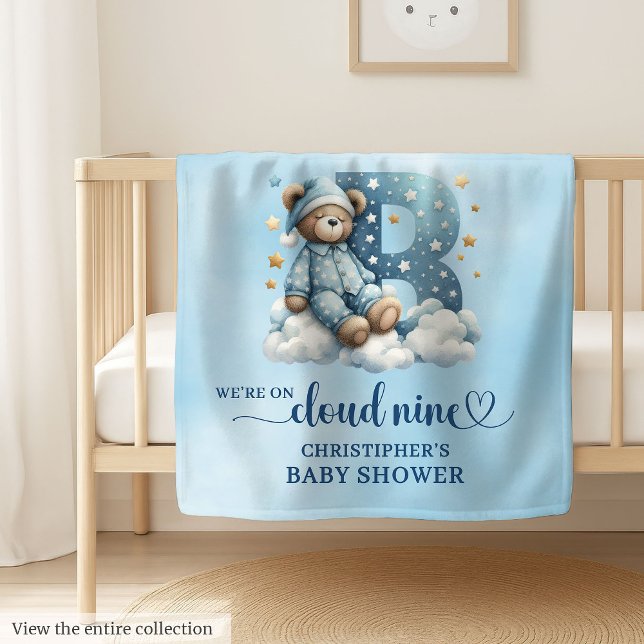 Cozy Letter B Blanket for Baby Boy Shower Gift (Dreamy Letter B Blanket with Baby Custom Name)