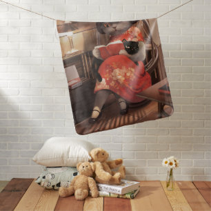 Cozy Library Afternoon - Lo-fi Vintage Cat Baby Blanket