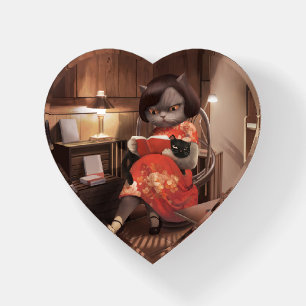Cozy Library Afternoon - Lo-fi Vintage Cat Paperweight