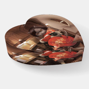 Cozy Library Afternoon - Lo-fi Vintage Cat Paperweight