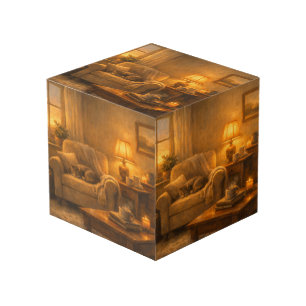 Cozy Living Room Cat Warm Moments Photo Cube
