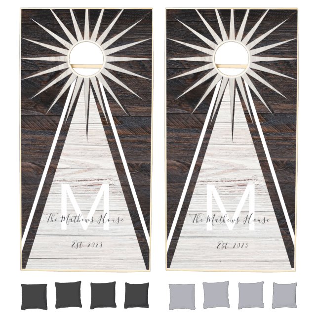 Cozy Living. Rustic Wood Grain 2-Tone   Cornhole Set (Set)