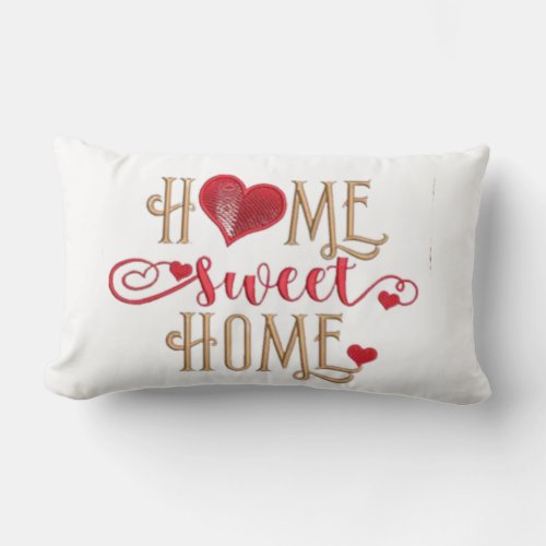 Cozy LoveHome Design Embroidery Heart  Lumbar Pillow