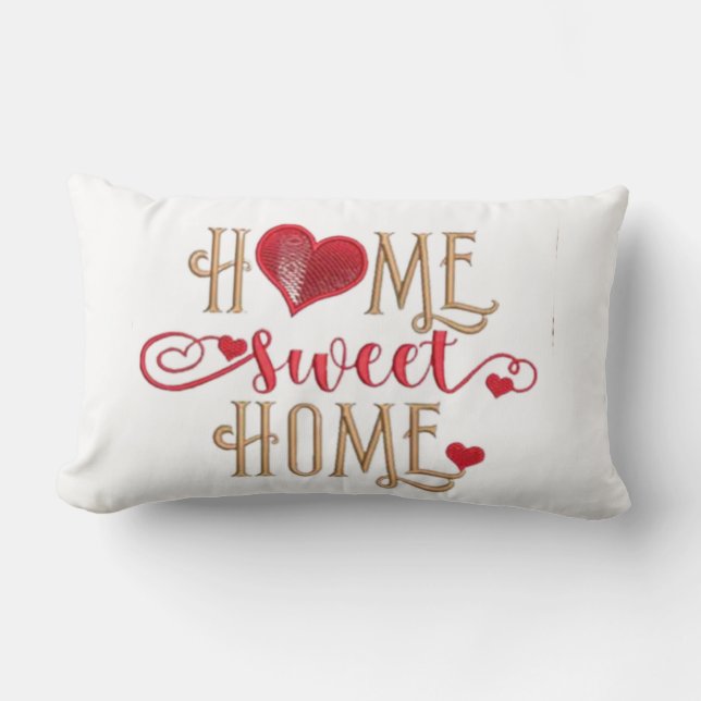 Cozy Love:Home Design Embroidery Heart  Lumbar Pillow (Front)
