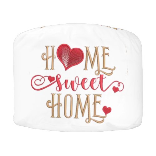 Cozy Love Home Design Embroidery Heart Round Pouf