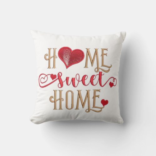 Cozy LoveHome Design Embroidery Heart  Throw Pillow