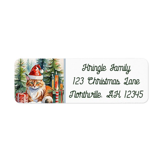 Cozy Maine Coon Cat Christmas Return Address  Label (Front)