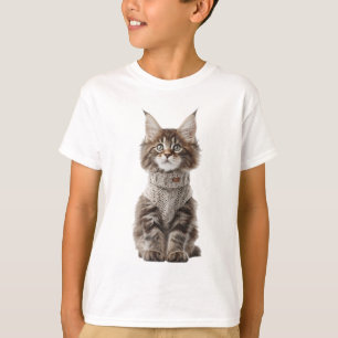 Cozy Maine Coon Kitten Knitwear Kids T-Shirt