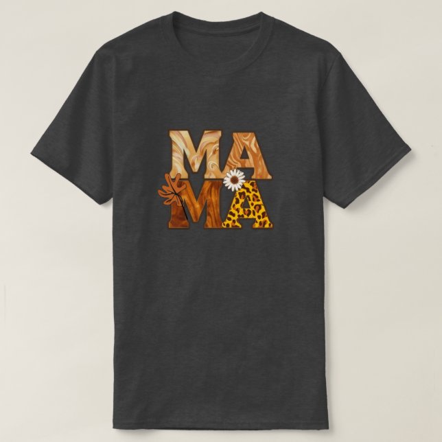 Cozy Mama Leopard Daisy Fall Vibe T-Shirt (Design Front)
