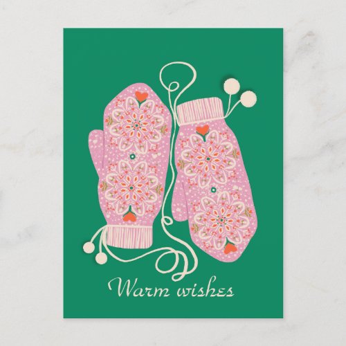 Cozy mandalas mittens  postcard