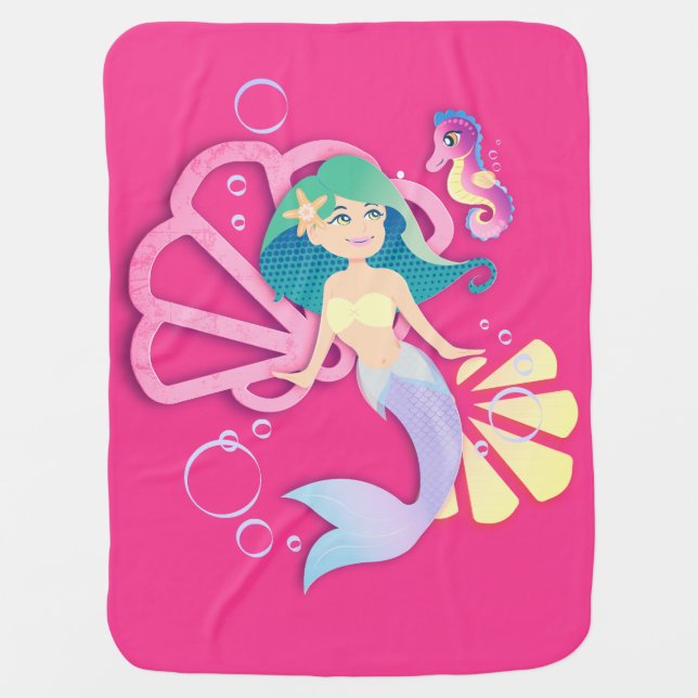 Cozy Mermaid Baby Blanket  (Front)