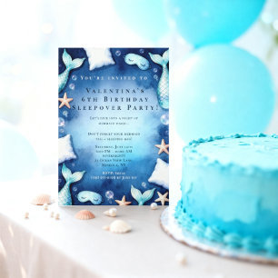 Cozy Mermaid Sleepover Birthday Under the Sea  Invitation