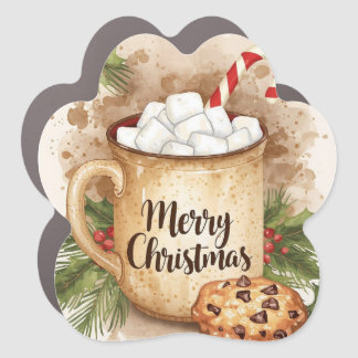 Cozy merry Christmas cookie holly cute festive Car Magnet