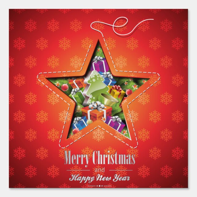 Cozy Merry Christmas Greetings Sign (Front)