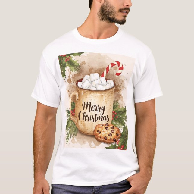 Cozy merry Christmas holly cookie cute festive T-Shirt (Front)