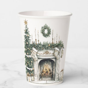 Cozy Merry Christmas Paper Plate with Winter Cups