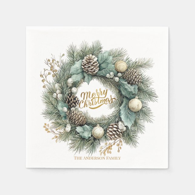 Cozy Merry Christmas Winter Napkins (Front)