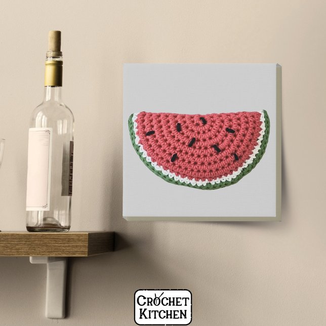 Cozy Minimal Grandma Vibe Crochet Watermelon Fruit Faux Canvas Print (Creator Uploaded)