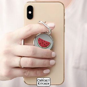 Cozy Minimal Grandma Vibe Crochet Watermelon Fruit Phone Ring Stand