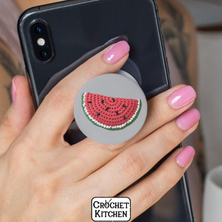 Cozy Minimal Grandma Vibe Crochet Watermelon Fruit PopSocket