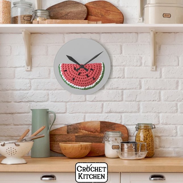 Cozy Minimal Grandma Vibe Crochet Watermelon Fruit Round Clock (Creator Uploaded)