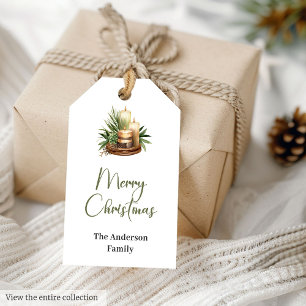Cozy Minimal Neutral Earthy Watercolor Christmas Gift Tags