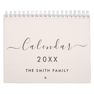 Cozy Minimalist 2027 Terracotta Script Family Name Calendar