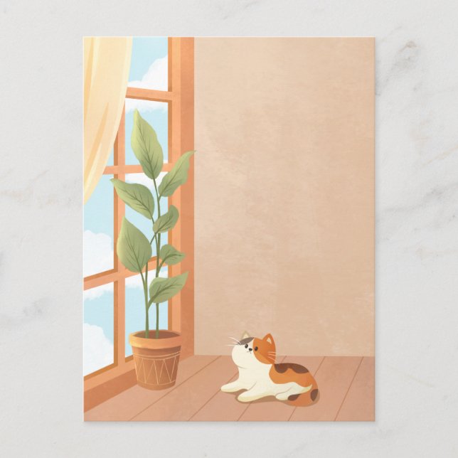 Cozy minimalist cat home  postcard (Front)