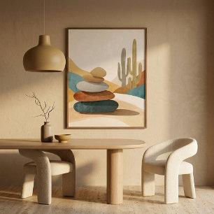 Cozy Minimalist Desert Cairn For Modern Interiors Poster