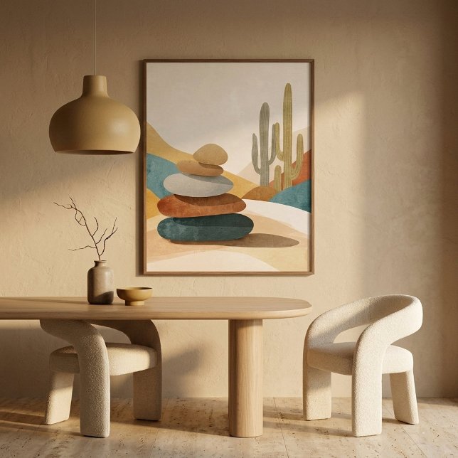 Cozy Minimalist Desert Cairn For Modern Interiors Poster (Creator Uploaded)