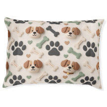 Cozy Modern Farmhouse Neutral Paw Print Dog Bed
